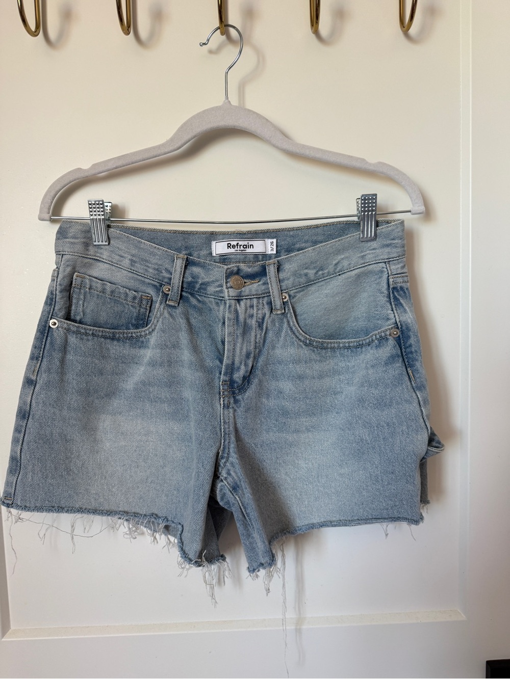 Light Blue Distressed Denim Cutoff Shorts - Women's